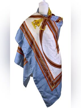 BURBERRY LARGE MULTI-COLOR SILK SCARF